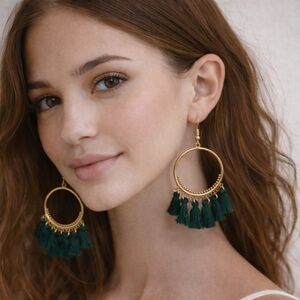 NWOT Boho Tassel Hoop Earrings | Fringe Statement Festival Jewelr